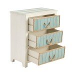 Crestview Collection CVFZR3560 South Shore Blueish Grey and White 3 Drawer Rope Accent Chest Furniture