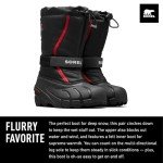 SOREL Children's Flurry Boot - Black, Bright Red - 9
