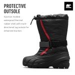 SOREL Children's Flurry Boot - Black, Bright Red - 9