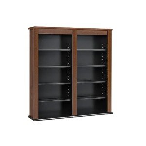 Prepac 2 Column Display, Cherry & Black Storage Cabinet, Double Wall Mounted