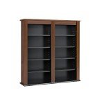 Prepac 2 Column Display, Cherry & Black Storage Cabinet, Double Wall Mounted