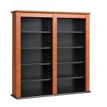Prepac 2 Column Display, Cherry & Black Storage Cabinet, Double Wall Mounted