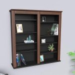 Prepac 2 Column Display, Cherry & Black Storage Cabinet, Double Wall Mounted