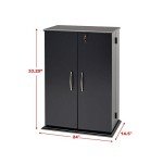 Prepac 33" H, Locking Media Storage Cabinet, Black