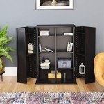 Prepac 33" H, Locking Media Storage Cabinet, Black