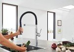 GROHE 30295000 Essence Semi-Pro Single-Handle Kitchen Sink Faucet with Pull-Down Sprayer, Brass, Starlight Chrome