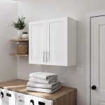 Prepac Elite 32'' Bathroom Wall Cabinet with Panel Doors, Wood Kitchen Pantry Cabinet, Wall Hanging Laundry Room Cupboard with 1 Adjustable Shelf for Kitchen, Laundry Room and Bathroom, White