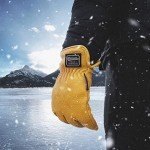 Watson Gloves The Duke Gold Winter Glove - Cotton Fleece Lining, Deerskin Leather, Drivers Style with Inset Thumb, Snug-Fitting Elastic Wrist, Slip-On Style Cuff, Made in Canada (Large)