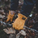 Watson Gloves The Duke Gold Winter Glove - Cotton Fleece Lining, Deerskin Leather, Drivers Style with Inset Thumb, Snug-Fitting Elastic Wrist, Slip-On Style Cuff, Made in Canada (Large)