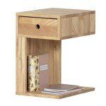 South Shore Furniture Sweedi Solid 1-Drawer Nightstand, Natural Wood, 15.75 in x 12.5 in x 19.75 in
