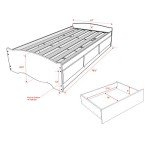 Prepac Mate's Twin 3-Drawer Minimalist Platform Storage Bed, Contemporary Twin Bed with Drawers 76.5" D x 41" W x 18.75" H, Black, BBT-4100-2K