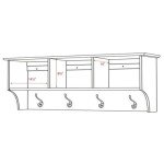 Prepac 48" Contemporary Wall Mounted Coat Rack, Coat Hooks Wall Mount with 3 Shelves, Ideal for Hallway or Entryway Storage Solution, 11.5"D x 48"W x 14.25"H, White