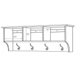 Prepac 48" Contemporary Wall Mounted Coat Rack, Coat Hooks Wall Mount with 3 Shelves, Ideal for Hallway or Entryway Storage Solution, 11.5"D x 48"W x 14.25"H, White