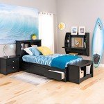 Prepac Mate's Twin 3-Drawer Minimalist Platform Storage Bed, Contemporary Twin Bed with Drawers 76.5" D x 41" W x 18.75" H, Black, BBT-4100-2K