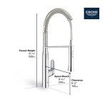GROHE 31380000 K7 Medium Semipro 1 Handle Standard Kitchen Faucet, Starlight Chrome