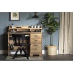 South Shore Furniture Versa Computer Desk with Hutch, Nordik Oak