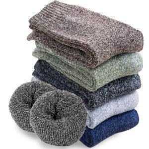 Josnown Warm Wool Socks for Women, 5 Pairs Thick Thermal Winter Cozy Crew Boot Socks Gifts for Her, One Size 5-10
