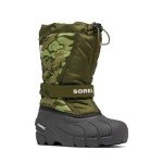 SOREL Children's Flurry Boot - Utility Green, Savory - 13