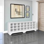 Prepac White Hall Bench with Storage and Seating: 24-Shoe Cubby Bench, Ideal White Shoe Rack for Entryway, Sized 15.5" D x 60" W x 20.25" H
