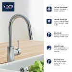 GROHE 32665DC3 Concetto Single-Handle Kitchen Sink Faucet with Pull-Down Sprayer, Brass, Brushed Nickel (1.75 GPM)