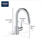 GROHE 32665DC3 Concetto Single-Handle Kitchen Sink Faucet with Pull-Down Sprayer, Brass, Brushed Nickel (1.75 GPM)