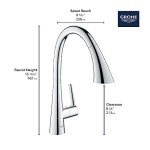 GROHE 32298DC3 Zedra Single-Handle Triple-Spray Kitchen Sink Faucet with Pull-Down Sprayer, Brass, SuperSteel Infinity