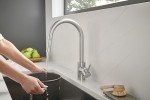 GROHE 32665DC3 Concetto Single-Handle Kitchen Sink Faucet with Pull-Down Sprayer, Brass, Brushed Nickel (1.75 GPM)