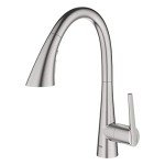 GROHE 32298DC3 Zedra Single-Handle Triple-Spray Kitchen Sink Faucet with Pull-Down Sprayer, Brass, SuperSteel Infinity