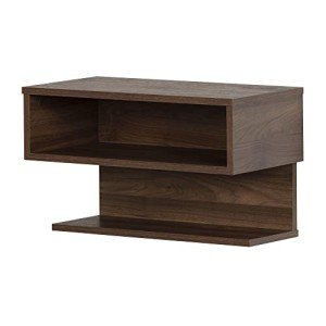South Shore Furniture Sazena Floating Nightstand, Natural Walnut, 22.25 in x 11.75 in x 13.25 in