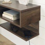 South Shore Furniture Sazena Floating Nightstand, Natural Walnut, 22.25 in x 11.75 in x 13.25 in