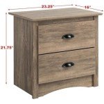 Prepac Night Stand, 2-Drawer, Drifted Gray