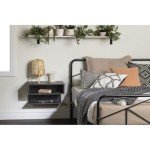South Shore Furniture Sazena Floating Nightstand, Gray Oak 22.25 in x 11.75 in x 13.25 in
