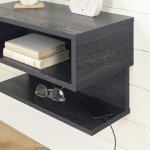 South Shore Furniture Sazena Floating Nightstand, Gray Oak 22.25 in x 11.75 in x 13.25 in