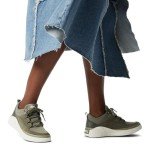 SOREL Women's Out N About lV Low Waterproof Sneaker - Stone Green, Chalk - 7.5