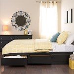 Prepac Mate's Full 6-Drawer Minimalist Platform Storage Bed, Contemporary Full Bed with Drawers 57" L x 18.75" W x 76.5" H, Black