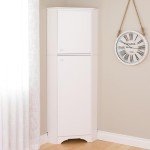 Prepac Elite 72" Tall Corner Cabinet Storage with 2 Doors, Wood Bathroom Storage with 3 Adjustable Shelves, Free Standing Corner Pantry Cabinet Suitable for Kitchen, Entryway, Bathroom, White