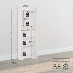 Prepac Elite 72" Tall Corner Cabinet Storage with 2 Doors, Wood Bathroom Storage with 3 Adjustable Shelves, Free Standing Corner Pantry Cabinet Suitable for Kitchen, Entryway, Bathroom, White
