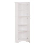 Prepac Elite 72" Tall Corner Cabinet Storage with 2 Doors, Wood Bathroom Storage with 3 Adjustable Shelves, Free Standing Corner Pantry Cabinet Suitable for Kitchen, Entryway, Bathroom, White
