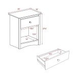 Prepac Sonoma Traditional Tall Nightstand Side Table with 1 Drawer and Open Shelf, Functional Bedside Table 16" D x 23" W x 27.75" H, Espresso, EDC-2401