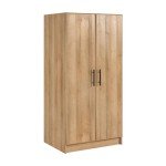 Prepac Elite Tall Garage Storage Cabinet & Pantry Storage Cupboard, 2-Door Freestanding Bathroom or Pantry Cabinet with Adjustable Shelves, 16" D x 32" W x 65" H, Oak