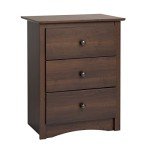 Prepac Sonoma Traditional Tall Nightstand Side Table with 3 Drawers, Functional Tall 3-Drawer Bedside Table 16" D x 23" W x 29" H, Espresso, EDC-2403