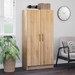 Prepac Elite Tall Garage Storage Cabinet & Pantry Storage Cupboard, 2-Door Freestanding Bathroom or Pantry Cabinet with Adjustable Shelves, 16" D x 32" W x 65" H, Oak
