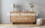 Prepac Natural Oak Finnley Sideboard Cabinet Buffet Cabinet with Storage Accent Cabinet for Living Room, Kitchen, Entryway Cabinet with Adjustable Shelves Push Latch System 16" D x 61.5" W x 30.75" H
