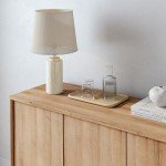 Prepac Natural Oak Finnley Sideboard Cabinet Buffet Cabinet with Storage Accent Cabinet for Living Room, Kitchen, Entryway Cabinet with Adjustable Shelves Push Latch System 16" D x 61.5" W x 30.75" H