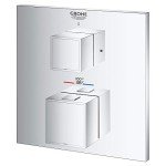 GROHE 24158000 Grohtherm Cube Dual Function 2-Handle Thermostatic Trim, Starlight Chrome