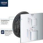 GROHE 24158000 Grohtherm Cube Dual Function 2-Handle Thermostatic Trim, Starlight Chrome