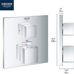 GROHE 24158000 Grohtherm Cube Dual Function 2-Handle Thermostatic Trim, Starlight Chrome