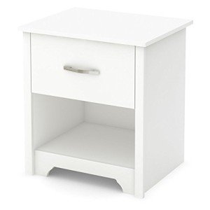 South Shore Furniture South Shore Fusion Nightstand, Pure White with Grooved Metal Handles