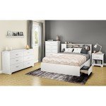 South Shore Furniture South Shore Fusion Nightstand, Pure White with Grooved Metal Handles