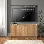 Prepac Simply Modern 4 Console Table, White Doors and Shelves, Sideboard Storage Cabinet, 60" W x 30" H x 16" D, Oak